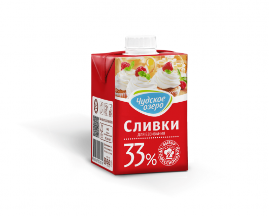Сливки "Чудское озеро" 33% 0,5 л 12 шт