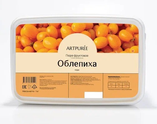 Пюре Artpuree облепиха без сахара 1 кг замороженное