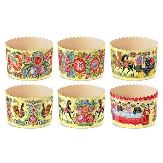 Форма бумажная для кулича d124, h100мм ГОРОДЕЦ 450г