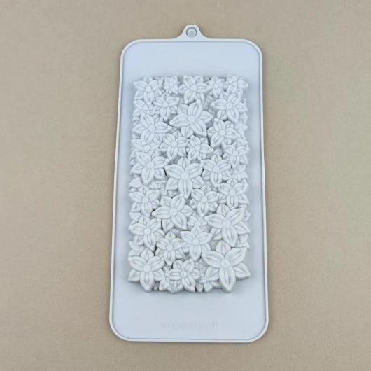 Форма для шоколада-плитка Цветы Гортензии, силикон 21х10,5х2 см